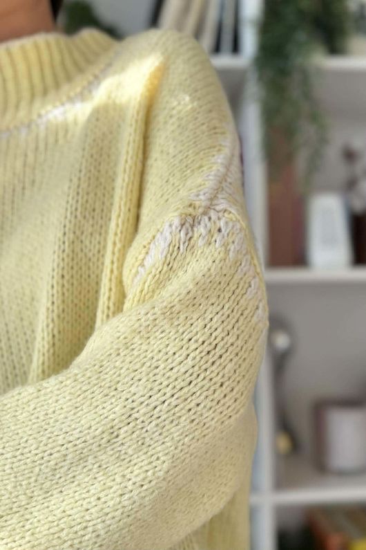  Big Softie Whipstitch Knit Jumper Lemon